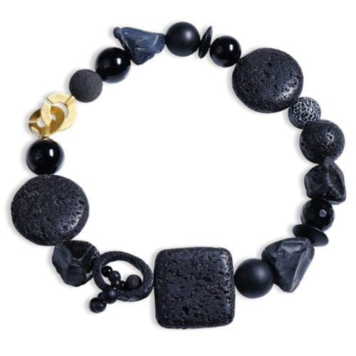 sort onyx halskæde med agat/lava dansk design stensmykke spirituel energismykke