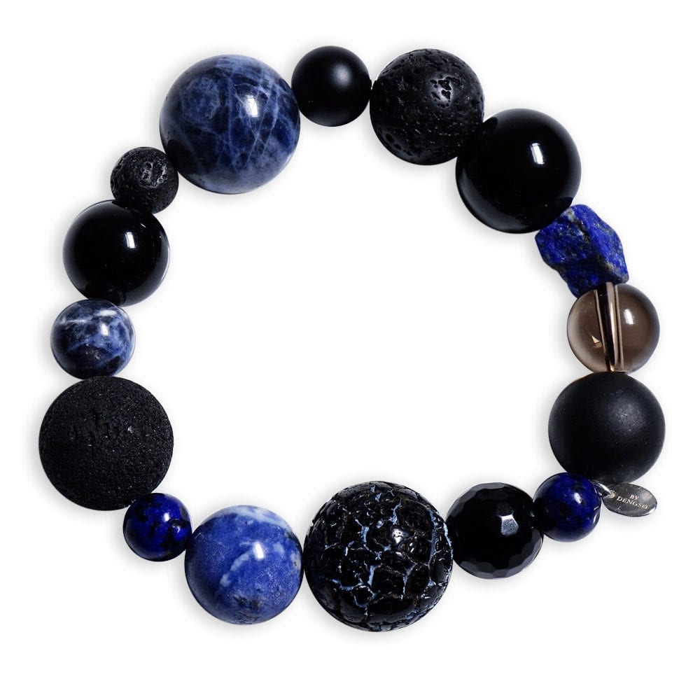 Lapis Lazuli Armbånd med halvædelstenene sodalit, onyks, røgkvarts